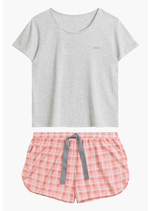 Pijama dama NLP-497, Atlantic, Bumbac/Modal, Gri/Roz
