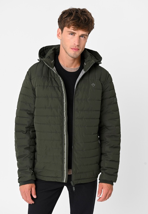 Geaca de iarna matlasata cu gluga detasabila, barbati, cu fermoar, buzunare, Volcano J-Juan, kaki, Kaki