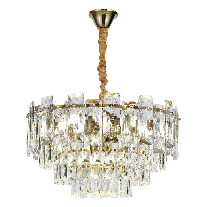 Полилей RFAN, модел 5861/500, кристална текстура, метал, 8 x E14, златист