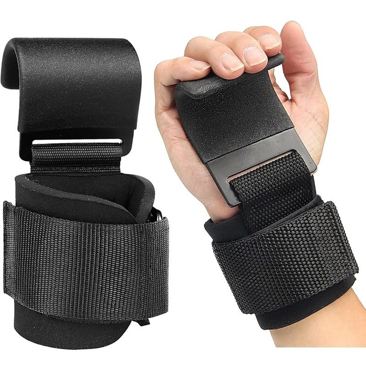 Curele de ridicare pentru greutati, MKIYHODDIY, 2 bucati, nylon, negru