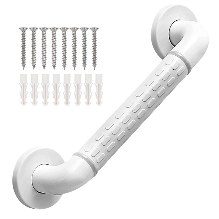 Suport pentru baie, MKIYHODDIY, bara de sprijin pentru cada si dus, capacitate maxima 200kg, 40cm, alb