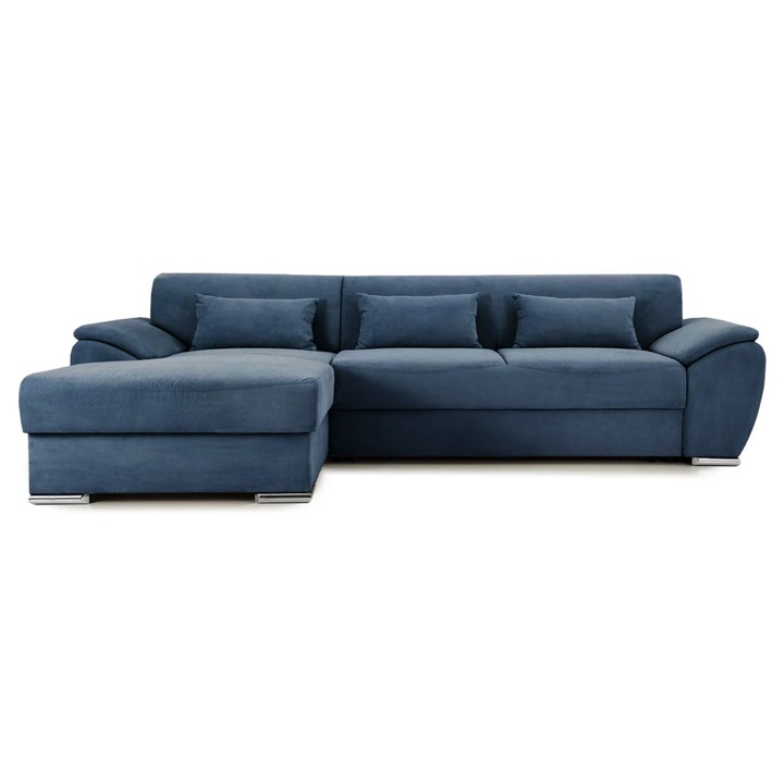 Coltar Extensibil PICASSO, Stanga, cu lada de depozitare, 300x170x80 cm, Albastru Inchis - Enjoy