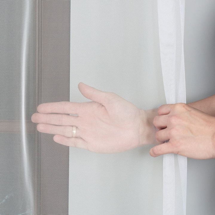 Perdea la metru, tulle grecesc ecru (plasa tip fagure), inaltime 315 cm (banda de plumb)