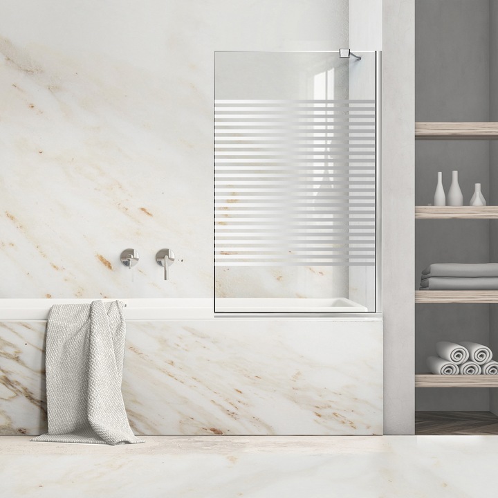 Paravan cada Ravana ® Fix Inox, model Bali incolor, feronerie full inox, sticla clara, securizata, 70x140 cm