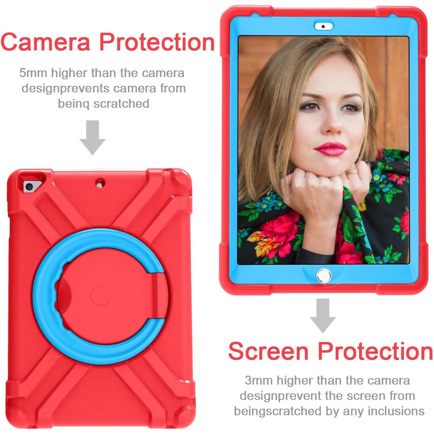Husa Sigloo pentru iPad 9.7", Compatibila iPad 6 (2018), iPad 5 (2017), iPad Air & Air 2, cu Suport Rotativ, Protectie Antisoc, Rosu