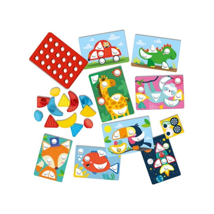 Set creativ mozaic cu piese mari si 8 sabloane