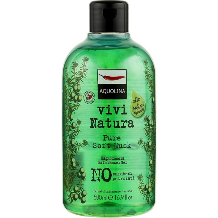 Aquolina Vivi Natura Pure Soft Musk – Gyengéd Zuhanygél, 500 ml