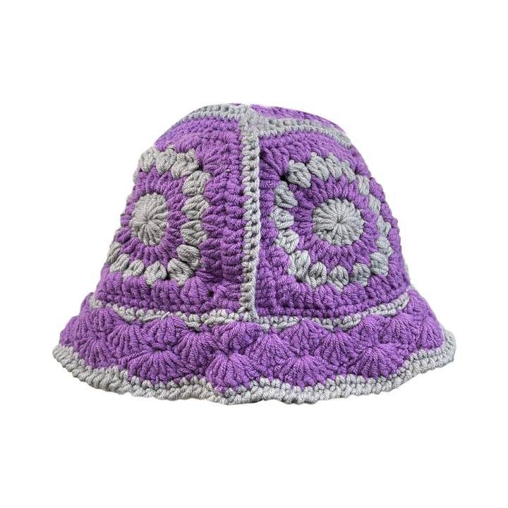 Caciula crosetata pentru femei, RDWESZOD, dimensiune universala, mov/gri