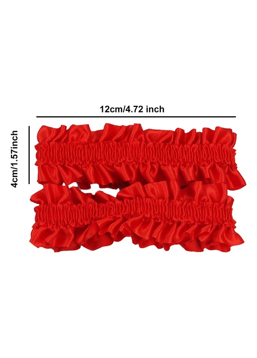Set 4 jartiere, RDWESZOD, rosu, 12cm diametru, poliester