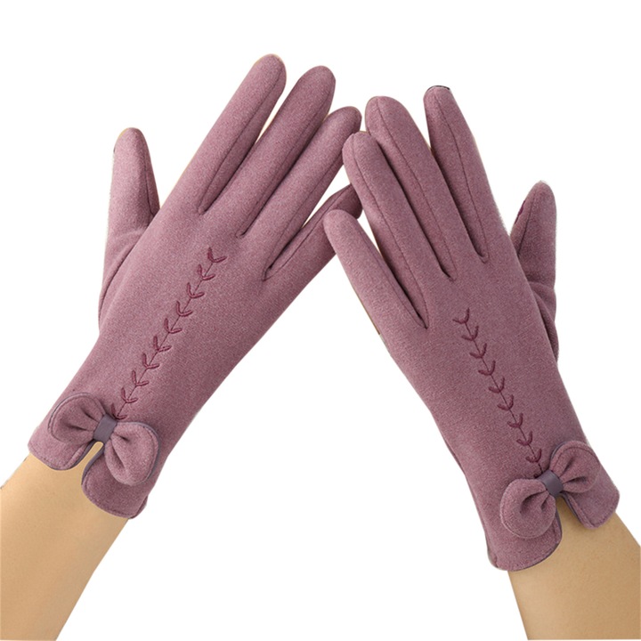 Manusi dama, RDWESZOD, manusi termice cu ecran tactil, mov, dimensiune unica, set 1 pereche