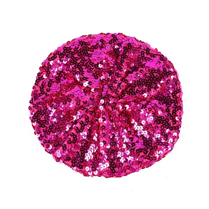 Bereta cu paiete, RDWESZOD, roz, diametru 24cm, poliester