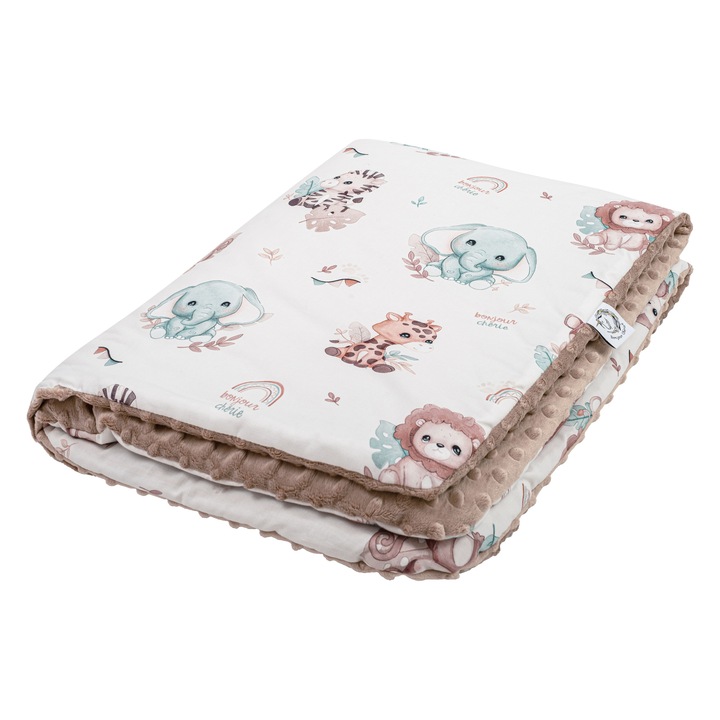 Patura Bonjour Cherie, 75x100cm, pamut es minky, gyerekeknek, sokszinu