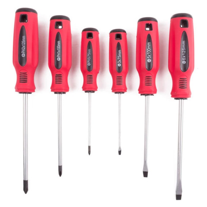 6 darabos csavarhúzó készlet profi tartóval