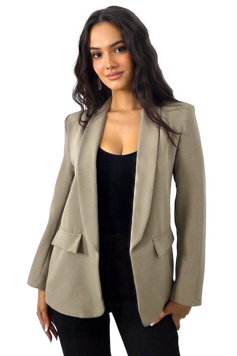 Sacou de dama, lung Isotta cu croi lejer, Cappucinno, Marimea S, FashionForYou