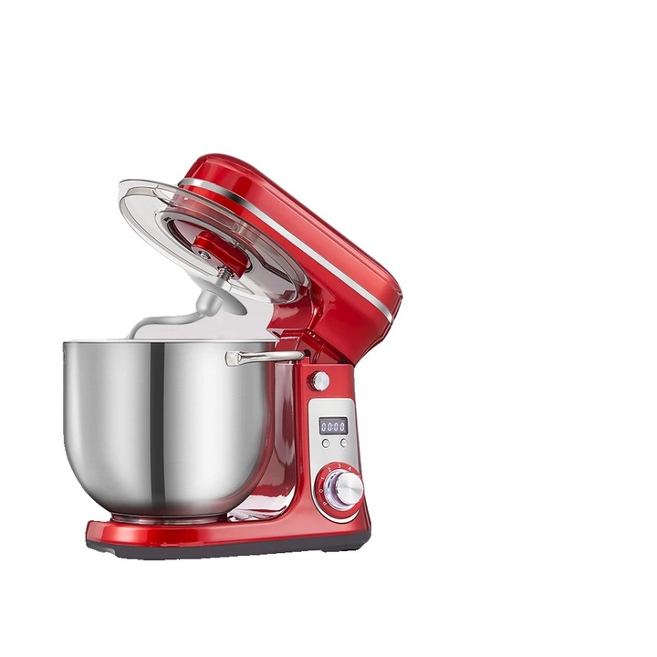 Mixer de bucatarie, 6 viteze, 1200W, rosu, bol 6L, set accesorii