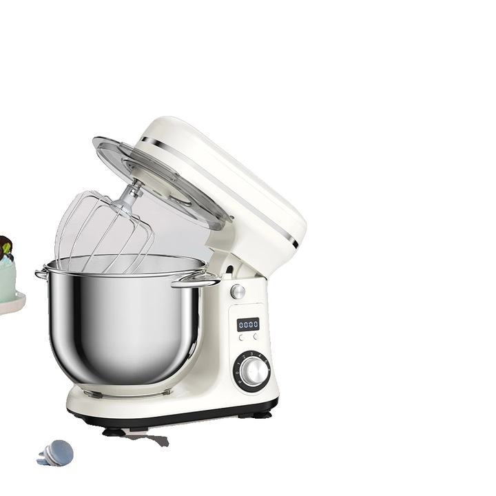 Mixer de bucatarie, 6 viteze, 1200W, alb, capacitate 6L, set de accesorii