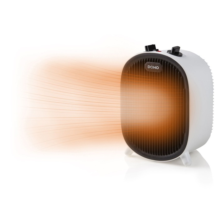 DOMO elektromos hőlégfúvó, 2 teljesítményfokozat, állítható hőmérséklet, oszcilláció, ventilátor funkció, akár 20 m²-es helyiségekhez, jelzőfény, 2000 W, fehér