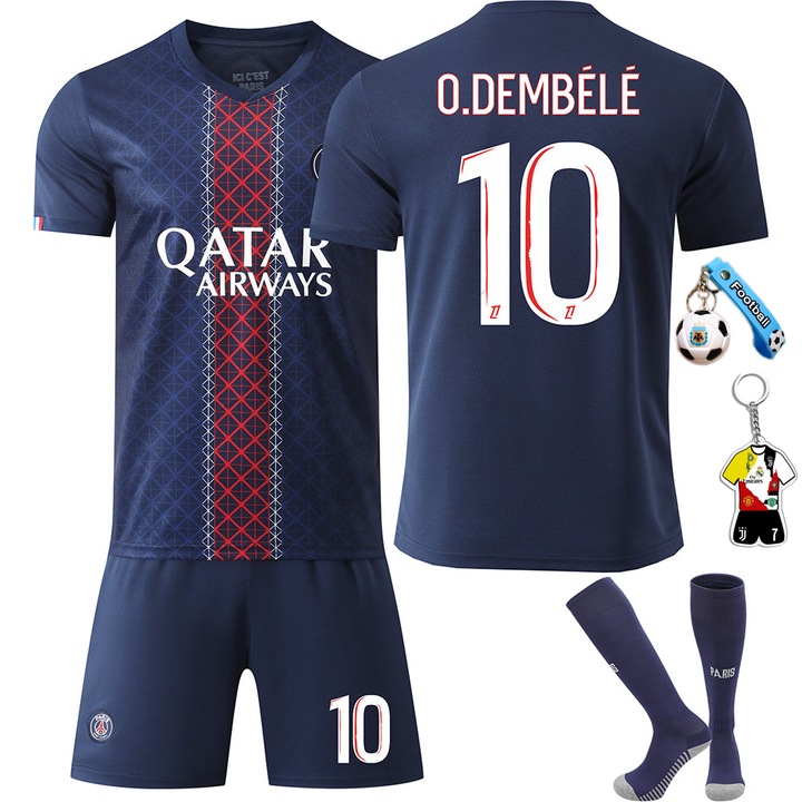 bibubibu® Детски футболен екип Дембеле 10#, с малки подаръци, полиестерен материал, син, подходящ за