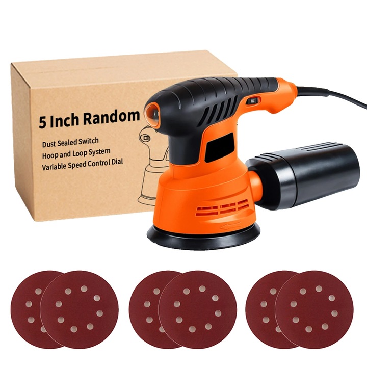 Slefuitoare electrica, 6 viteze, design cu colectare a prafului, 125mm, 270W