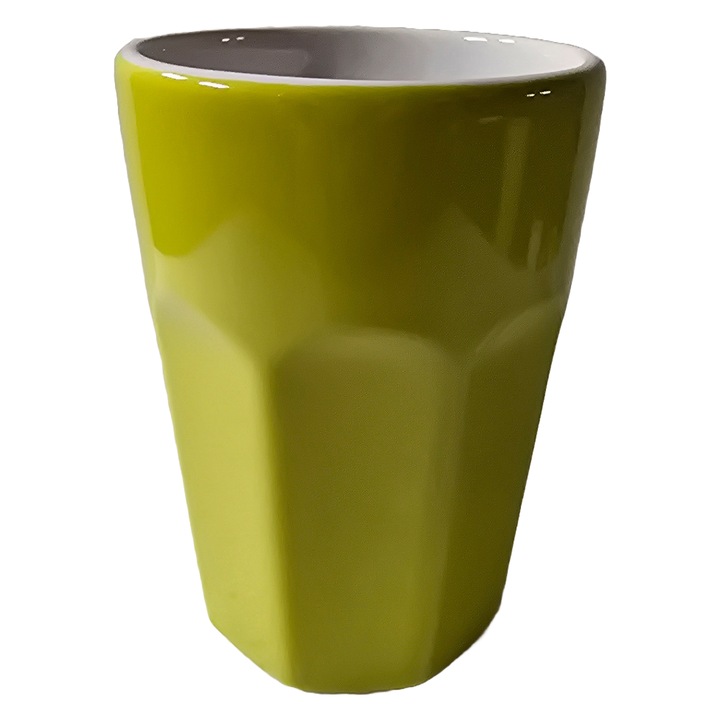 Pahar ceramica, 480 ml, Verde/Alb