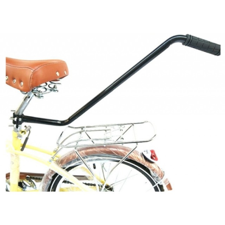 Bara cu maner ghid, Zola, pentru invatarea mersului pe bicicleta, 60 cm, universala, maner antiderapant, otel, neagra