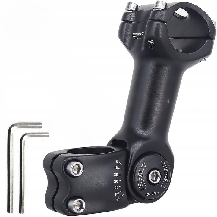 Pipa ghidon reglabila, Zola, unghi inclinare 0-60º, diametru 28.6 mm, lungime 16 cm, aliaj aluminiu, negru