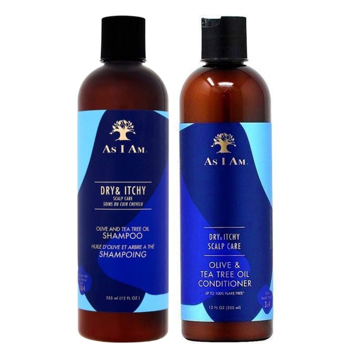 Set As I AM, pentru scalp uscat cu senzatie de mancarime, Sampon 355 ml, Balsam 355 ml