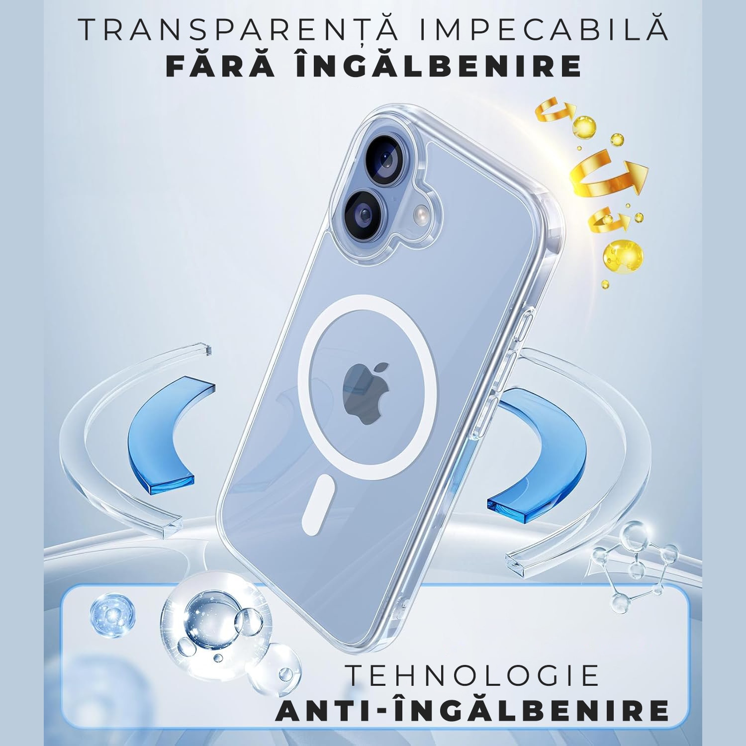 Husa pentru iPhone 17 MagSafe, Clear Case, Daden®, Atasare Magnetica, Antisoc, Calitate Premium, Transparent