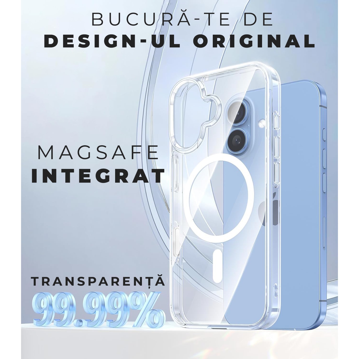Husa pentru iPhone 17 MagSafe, Clear Case, Daden®, Atasare Magnetica, Antisoc, Calitate Premium, Transparent