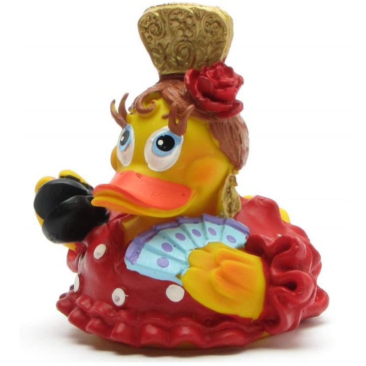 Jucarie de baie de colectie, Lanco®, ratusca balerina flamenco, din latex natural, handmade