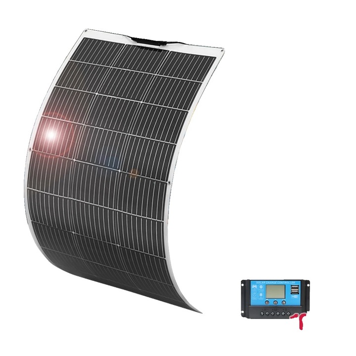Panou solar flexibil 100W 12V, design usor, dimensiuni 975x550x3mm, rezistent la intemperii