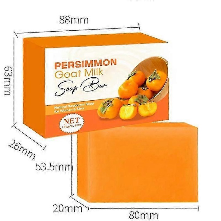 Sapun natural cu lapte de capra si kaki pentru controlul mirosurilor, 2 bucati, hidratant