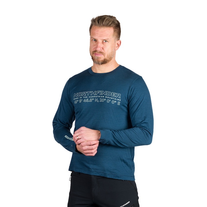 Ferfi merinoi gyapju pulover Erneszt, Sötétkék