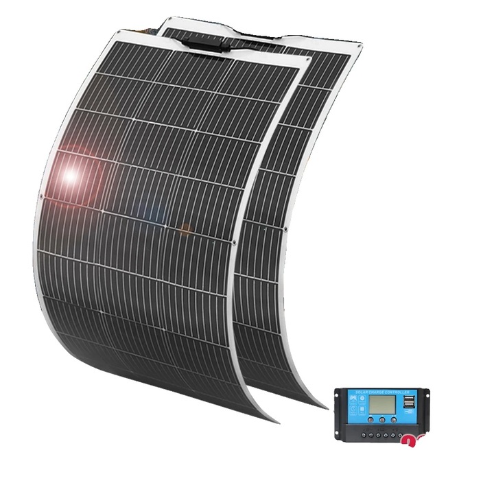 Panou solar flexibil, 200W 12V, design usor, dimensiuni 975x550x3mm, rezistent la intemperii