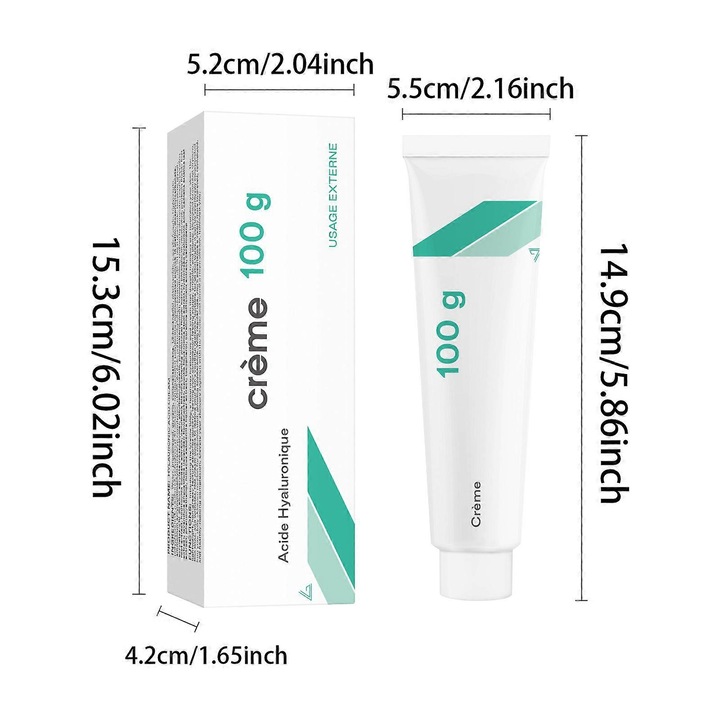 Crema de fata cu Acid Hialuronic 100g, hidratare profunda, anti-imbatranire, pentru toate tipurile de ten, 5.5x14.9cm