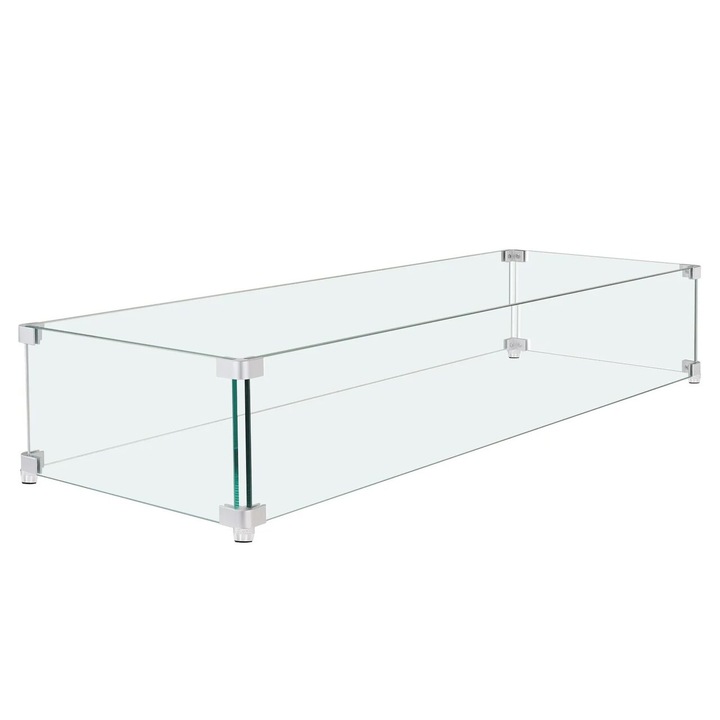 Aparatoare focar semineu, Dreptunghiulara, Sticla termoizolanta, Grosime 7.6 mm, Dimensiune 965 x 267 x 152 mm