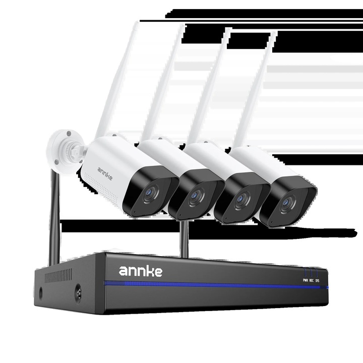Система за видеонаблюдение, annke, 5MP, Нощно виждане, Комплект 4 камери, Бяло / Черно