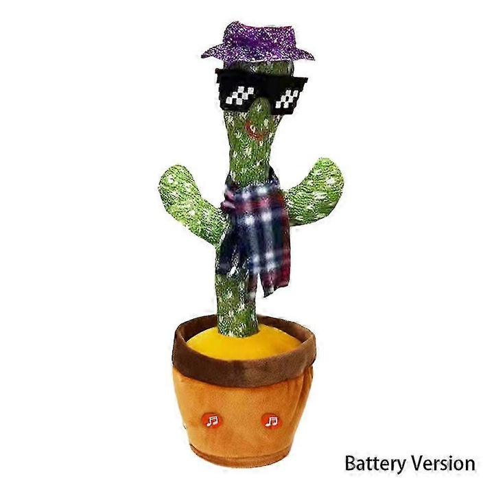 Jucarie interactiva pentru copii, cactus dansator, 120 melodii, 32cm, set plush