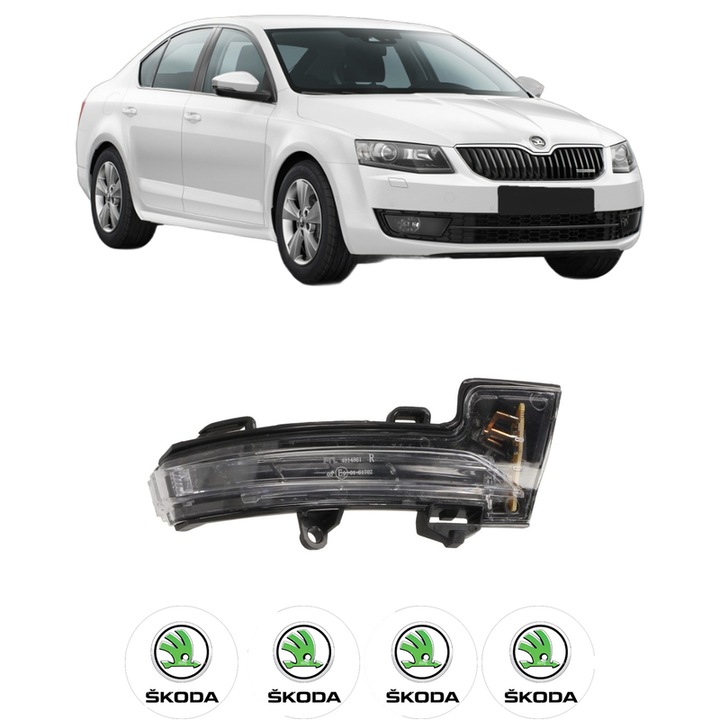 Semnalizator Partea Dreapta SKODA OCTAVIA III (5E3, NL3, NR3) din 2012-2020, Auto, Blic, 4 Stickere auto cu SKODA