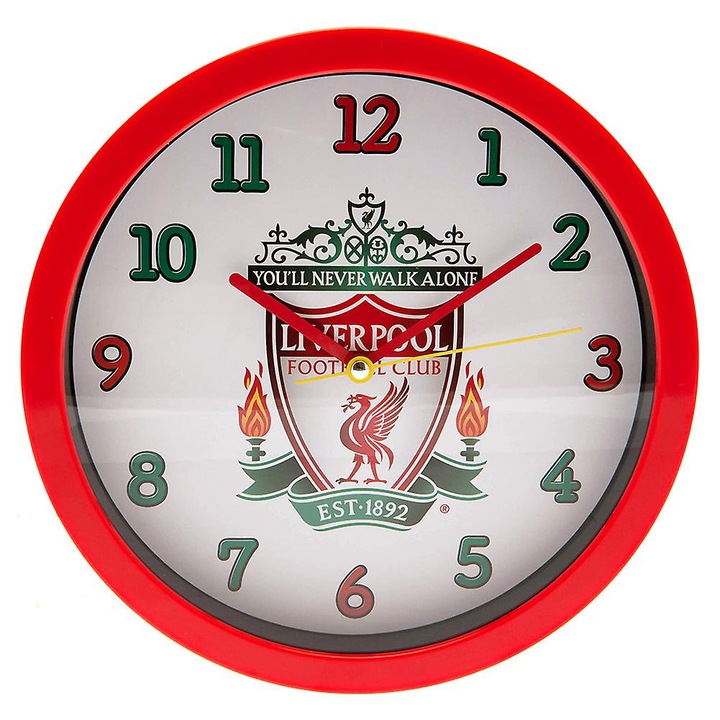 Liverpool dekoratív óra, piros, fehér számlappal, gyerekszoba szett