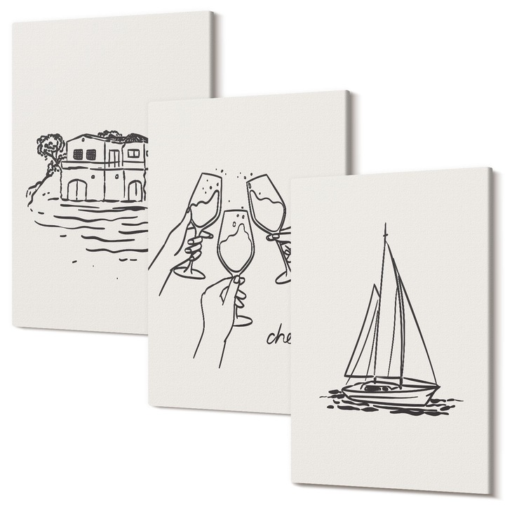 Set tablouri canvas, tulup, triptic, design modern, 3 piese, 20x30cm