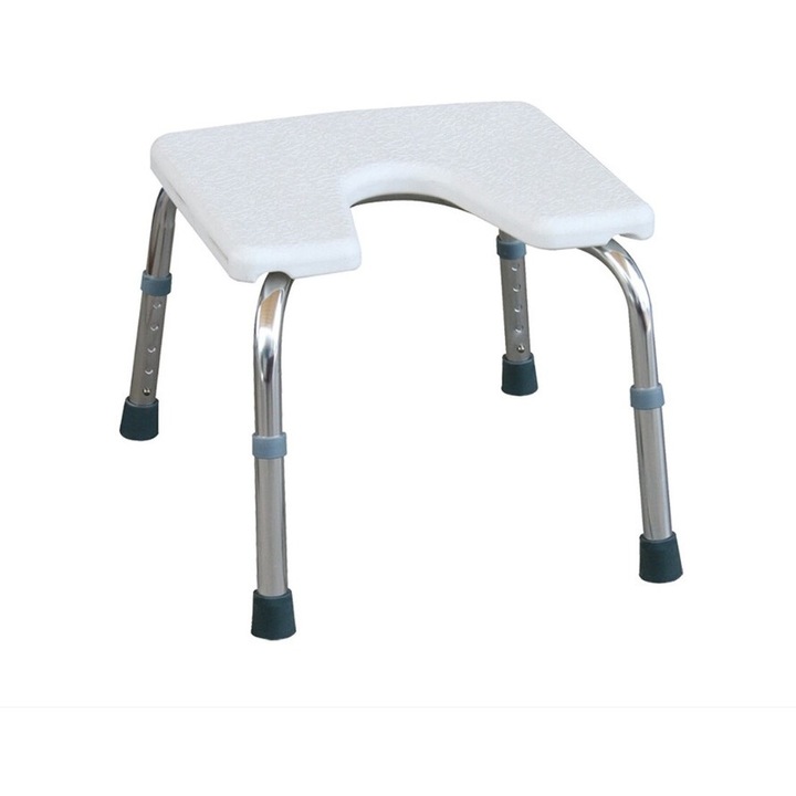 Scaun de dus fara spatar, reglabil pe inaltime, sezut in forma de U, greutate maxima 100kg, alb
