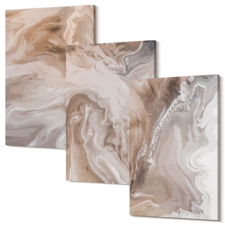 Set Tablou Canvas, Wallfluent, Piatra de marmura abstracta, 3 piese, 3x40x60 cm, Decorativ, Modern, 040030010480000288869