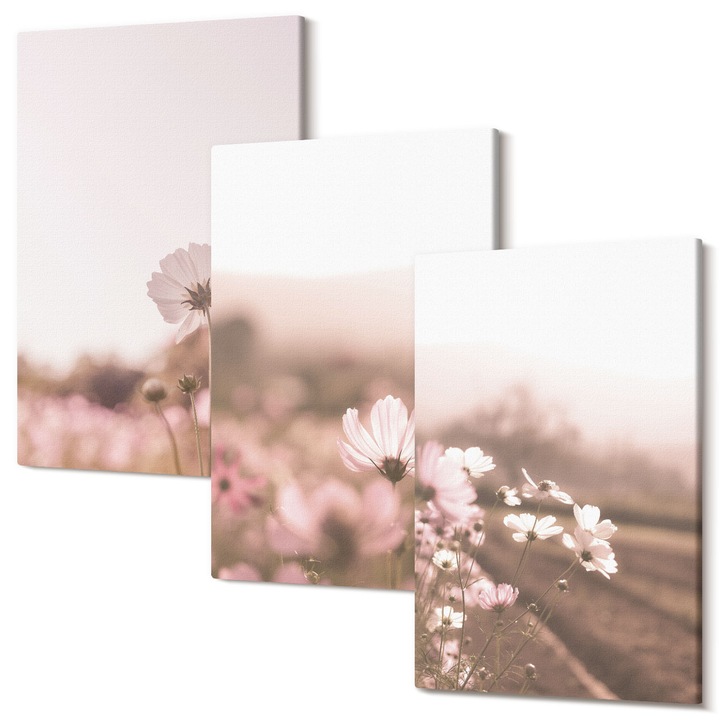 Set Tablou 3 Piese Triptic, Wallfluent, Flori salbatice pajisti peisaje de vara, 3 piese, 3x20x30 cm, Decorativ, Modern, 040030010470000287169
