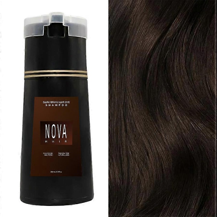 Sampon de par Nova Hair Dye, transformare instantanee a culorii, nuanta brunet inchis, 250ml