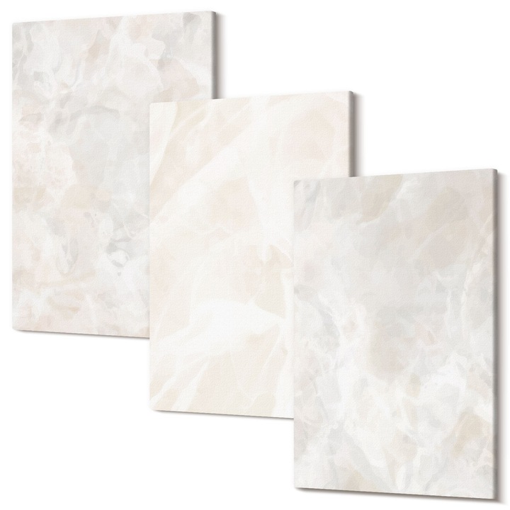 Set Tablouri Canvas decor interior, Wallfluent, Structuri de marmura pastel, 3 piese, 3x40x60 cm, Decorativ, Modern, 040030010480000288905