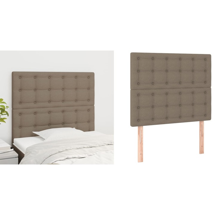 Tablii de pat, 2 buc, gri taupe, 90x5x78/88 cm, textil