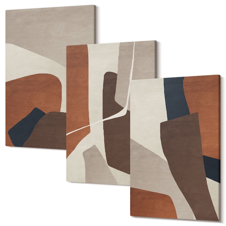 Set Tablou 3 Piese Triptic, Wallfluent, Structuri moderne abstracte, 3 piese, 3x40x60 cm, Decorativ, Modern, 040030010480000288875