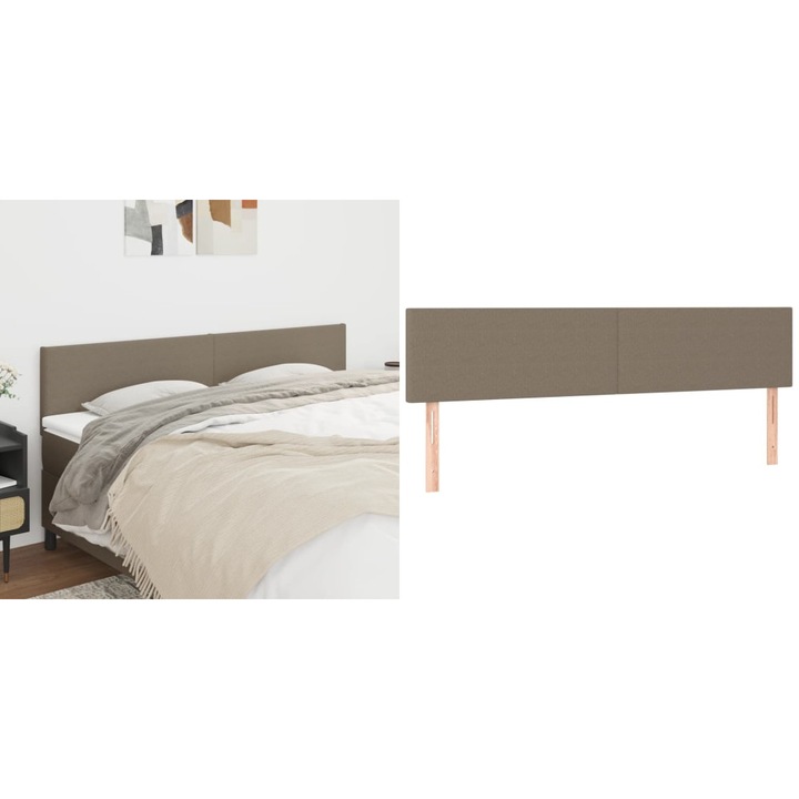 Tablii de pat, 2 buc, gri taupe, 90x5x78/88 cm, textil