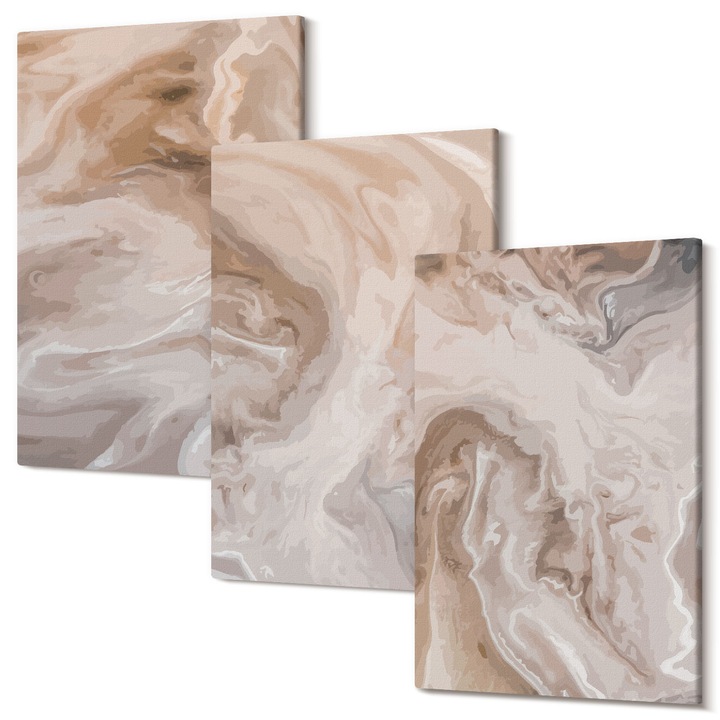 Set Tablou 3 Piese Triptic, Wallfluent, Texturi abstracte din marmura, 3 piese, 3x40x60 cm, Decorativ, Modern, 040030010480000288868